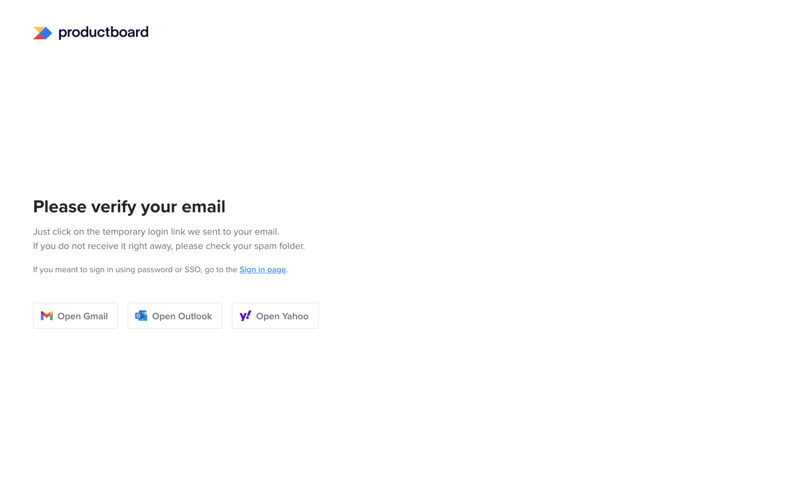 Productboard verify email page